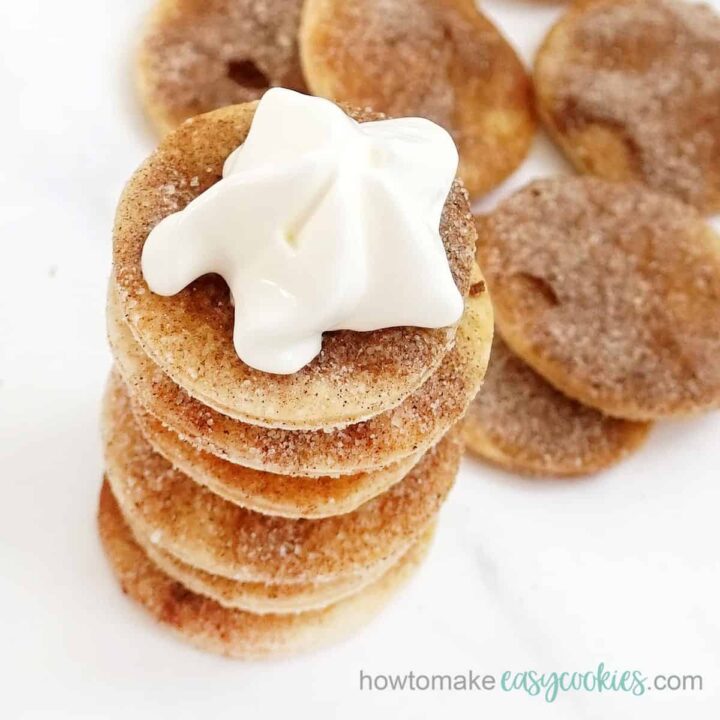 pie crust cookies with cinnamon sugar and whipped cream