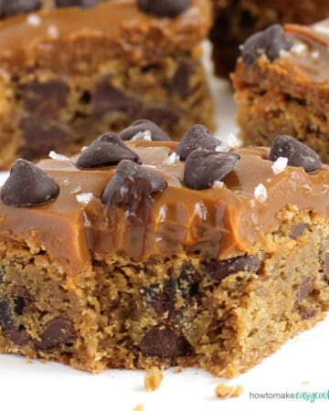 salted caramel chocolate chip cookie bars recipe image