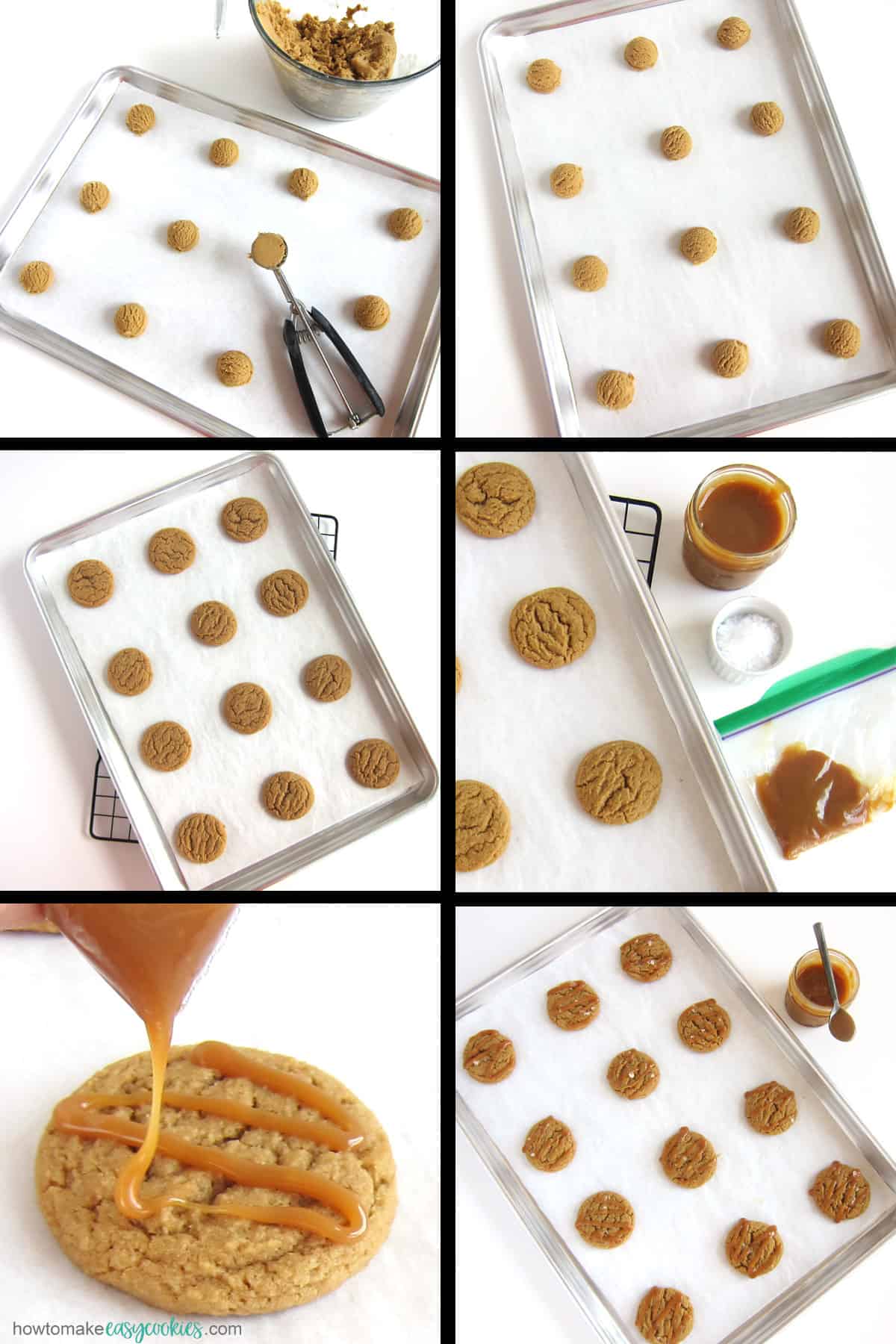 bake caramel cookies the drizzle with caramel sauce and sprinkle on salt flakes