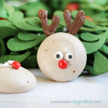 chocolate peppermint reindeer meringue cookies