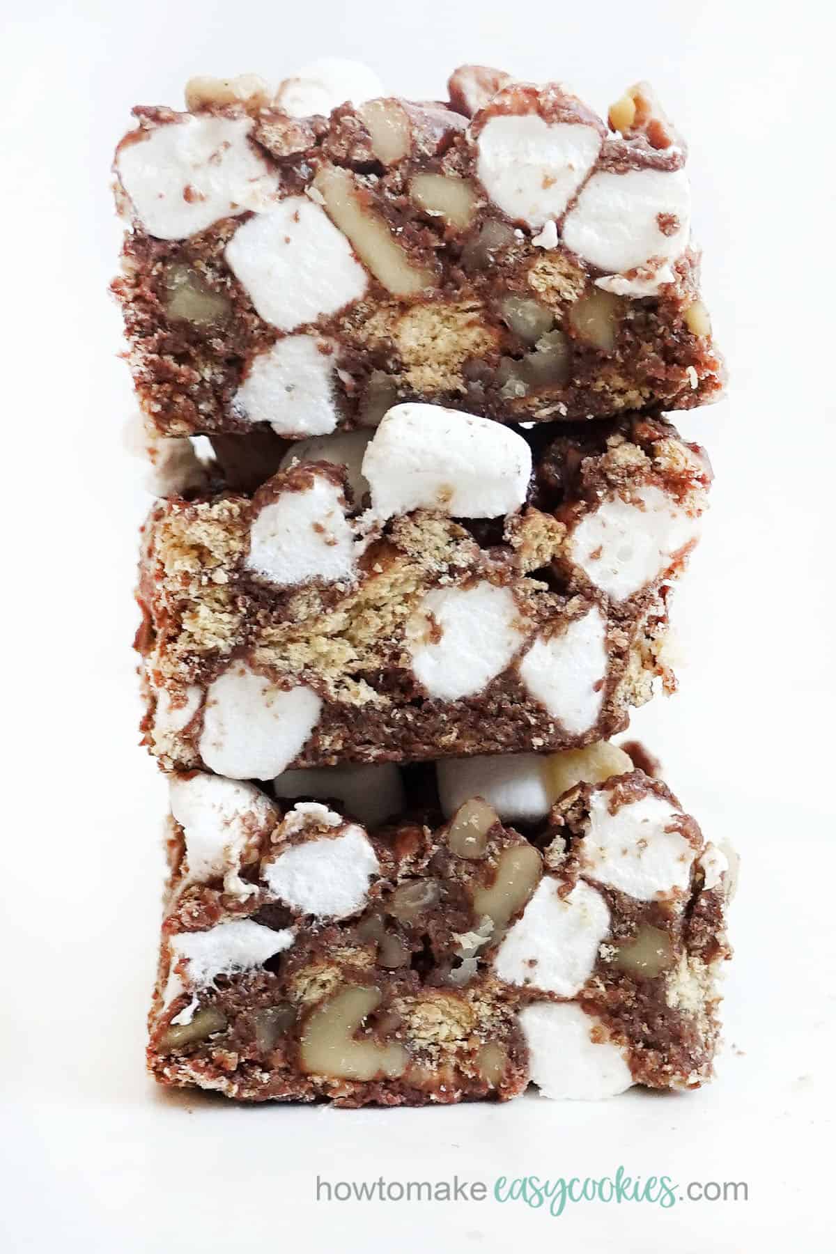 stack of no-bake rocky road bars from Betty Crocker Cooky Book