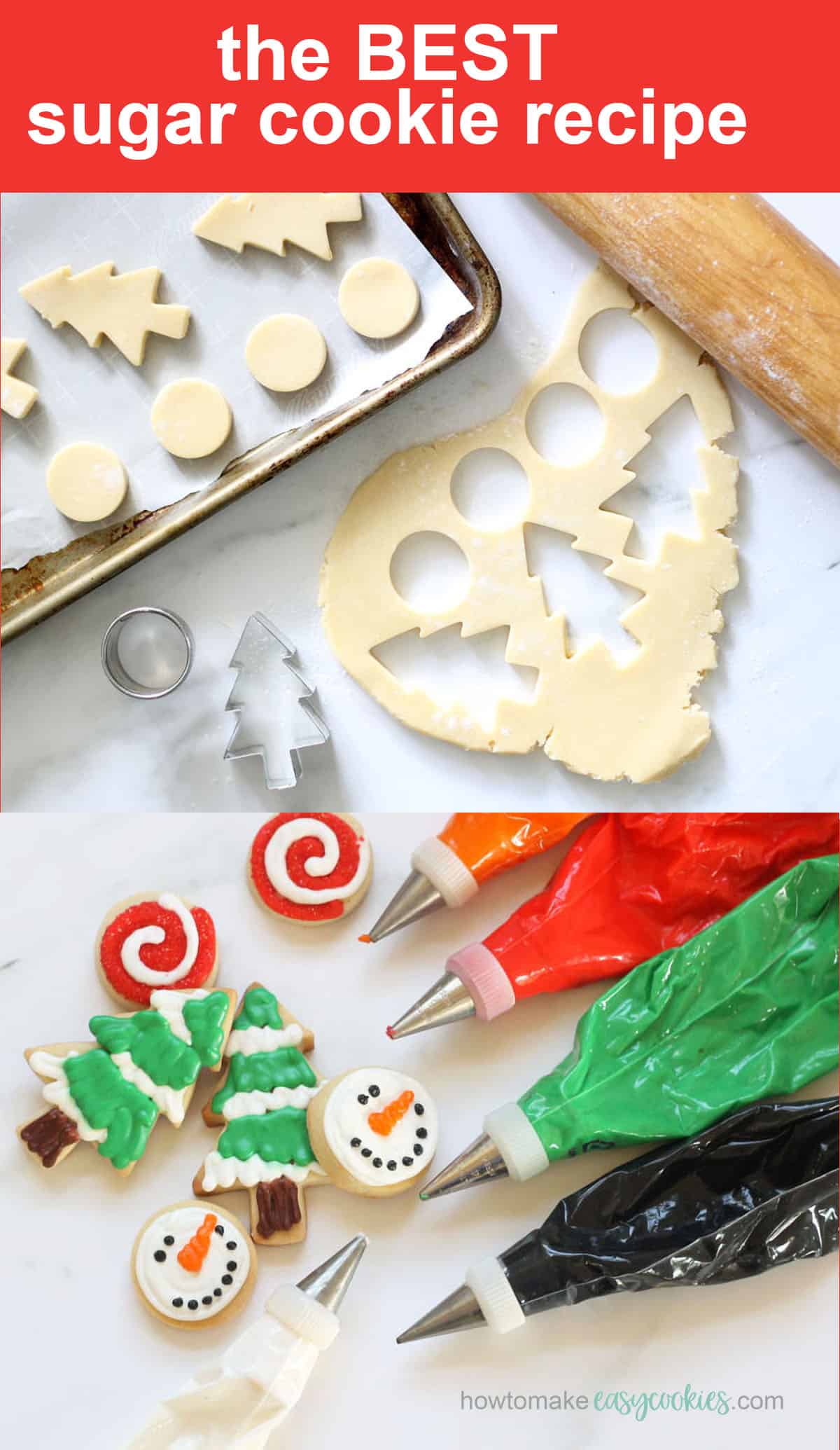 decorating Christmas cut-out sugar cookies with royal icing 
