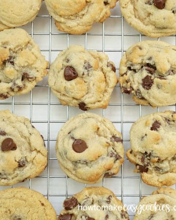 eggless chocolate chip cookies on baking rack
