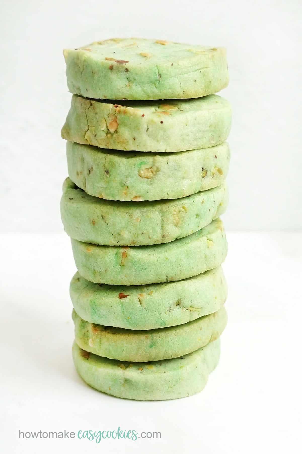 stack of pistachio cookies