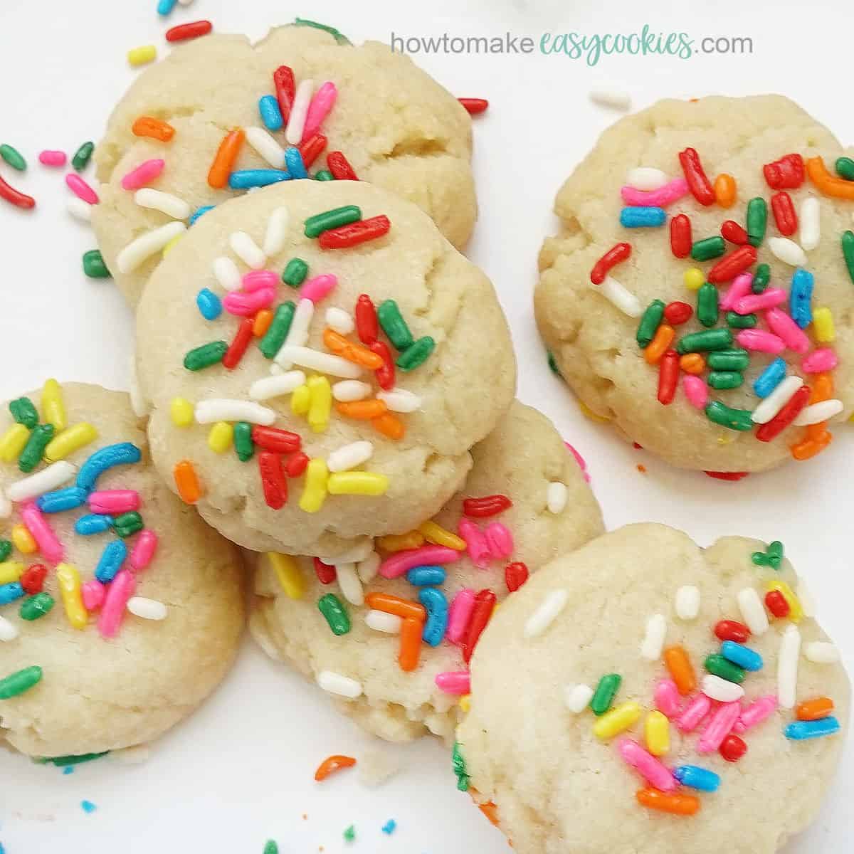 3 ingredient sugar cookies with rainbow sprinkles