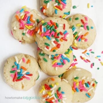 easy sugar cookies topped with rainbow jimmies