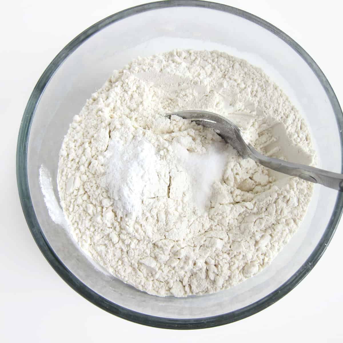 blend flour, baking powder, and salt