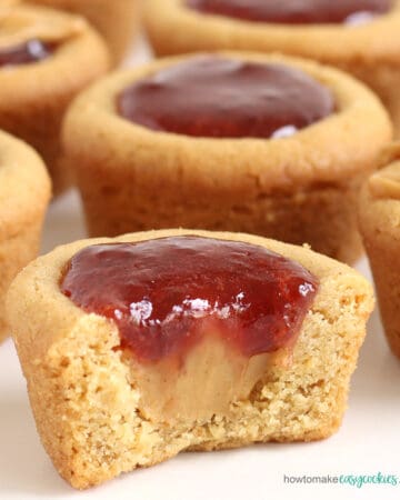 PB&J Cookie Cups filled with peanut butter and jelly