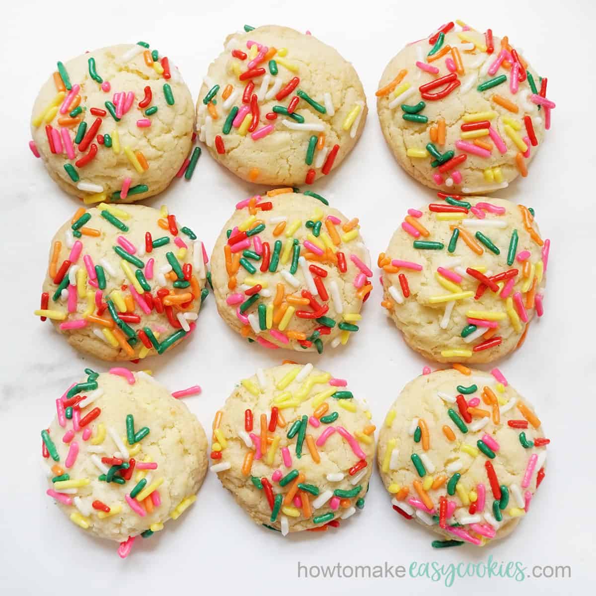 white cake mix cookies with sprinkles