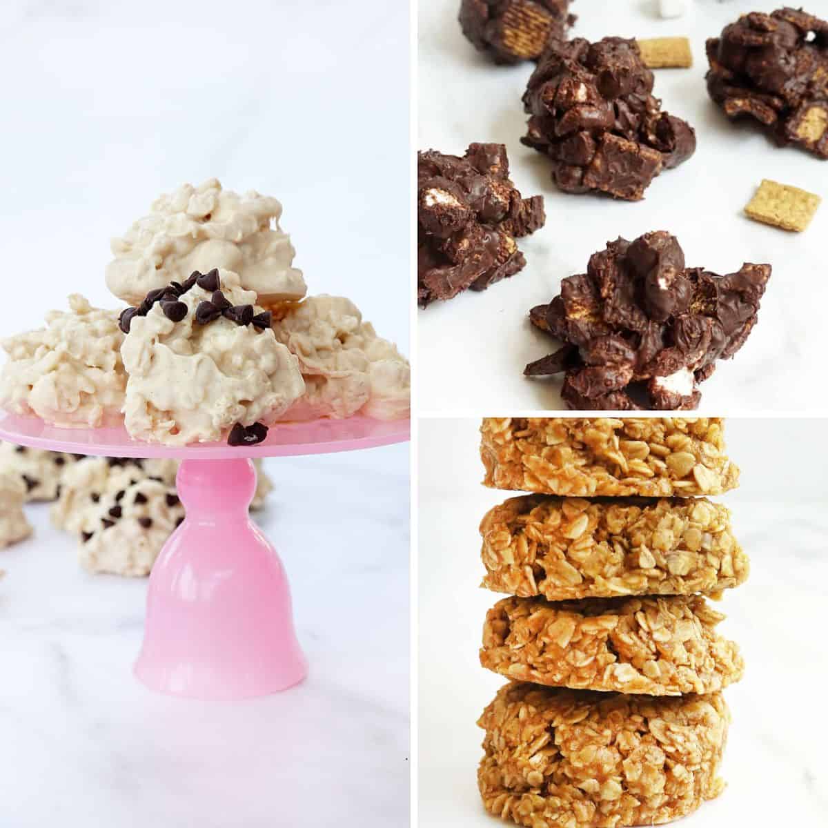 collage of no bake cookie recipes