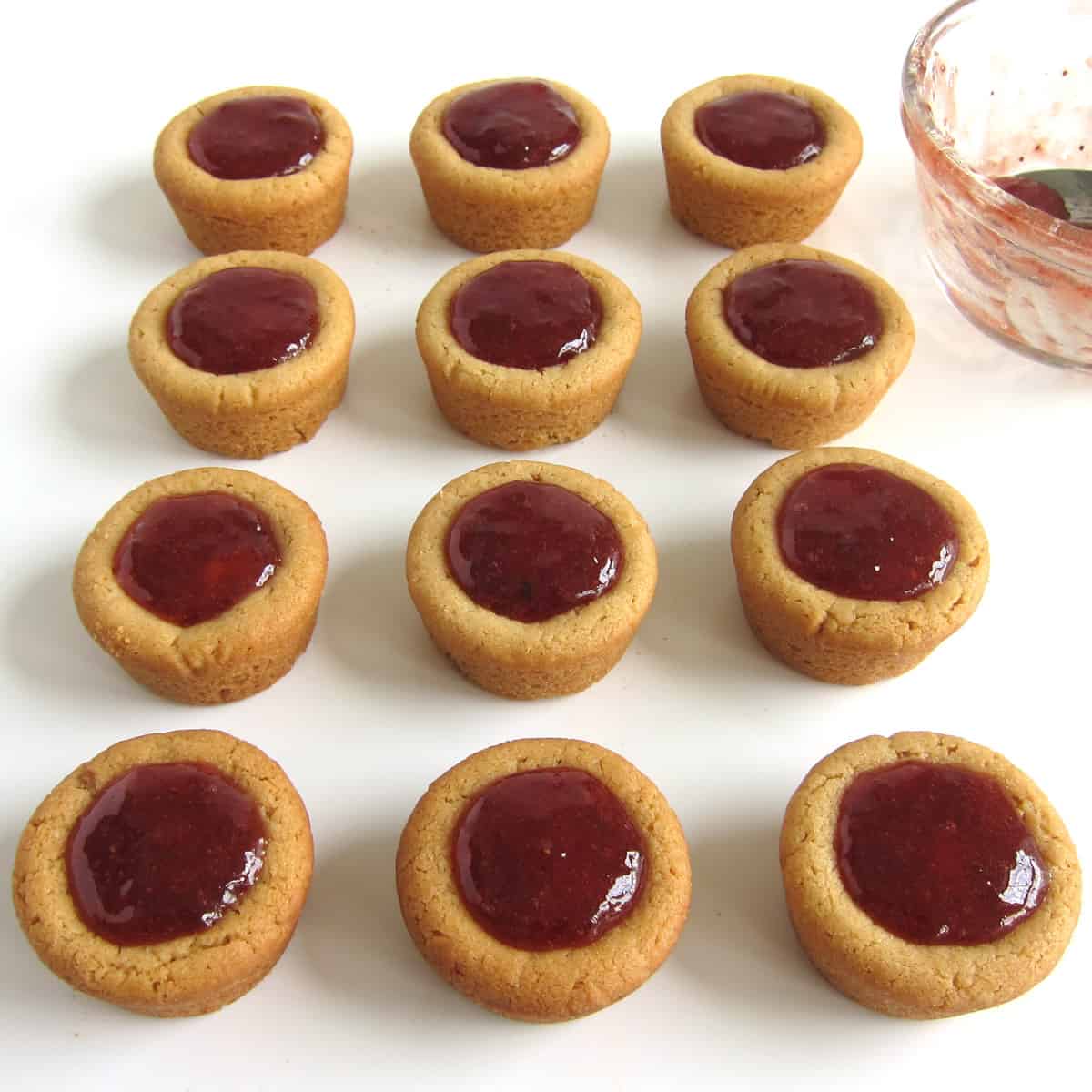 strawberry jelly topped peanut butter cookies cups