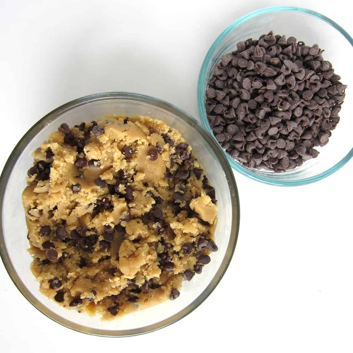 peanut butter cookie dough filled with mini chocolate chips
