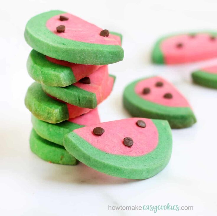 stack of slice and bake watermelon cookies