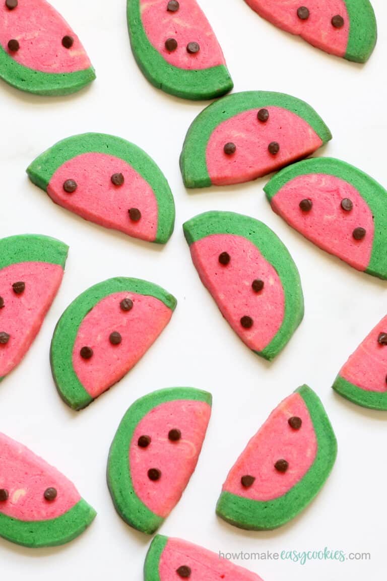 Watermelon Slice Cookies -- FUN refrigerated cookies for summer
