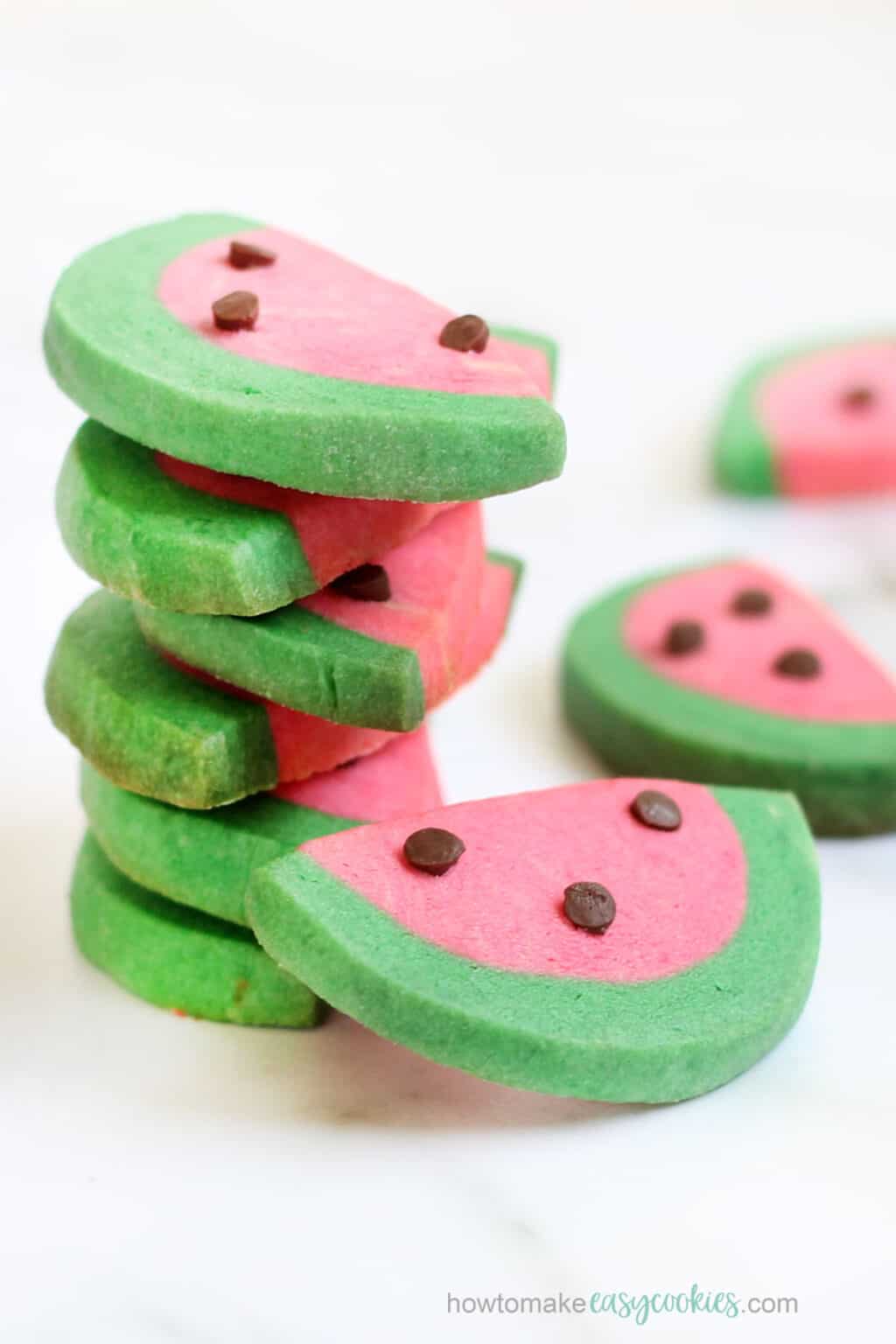Watermelon Slice Cookies -- FUN refrigerated cookies for summer