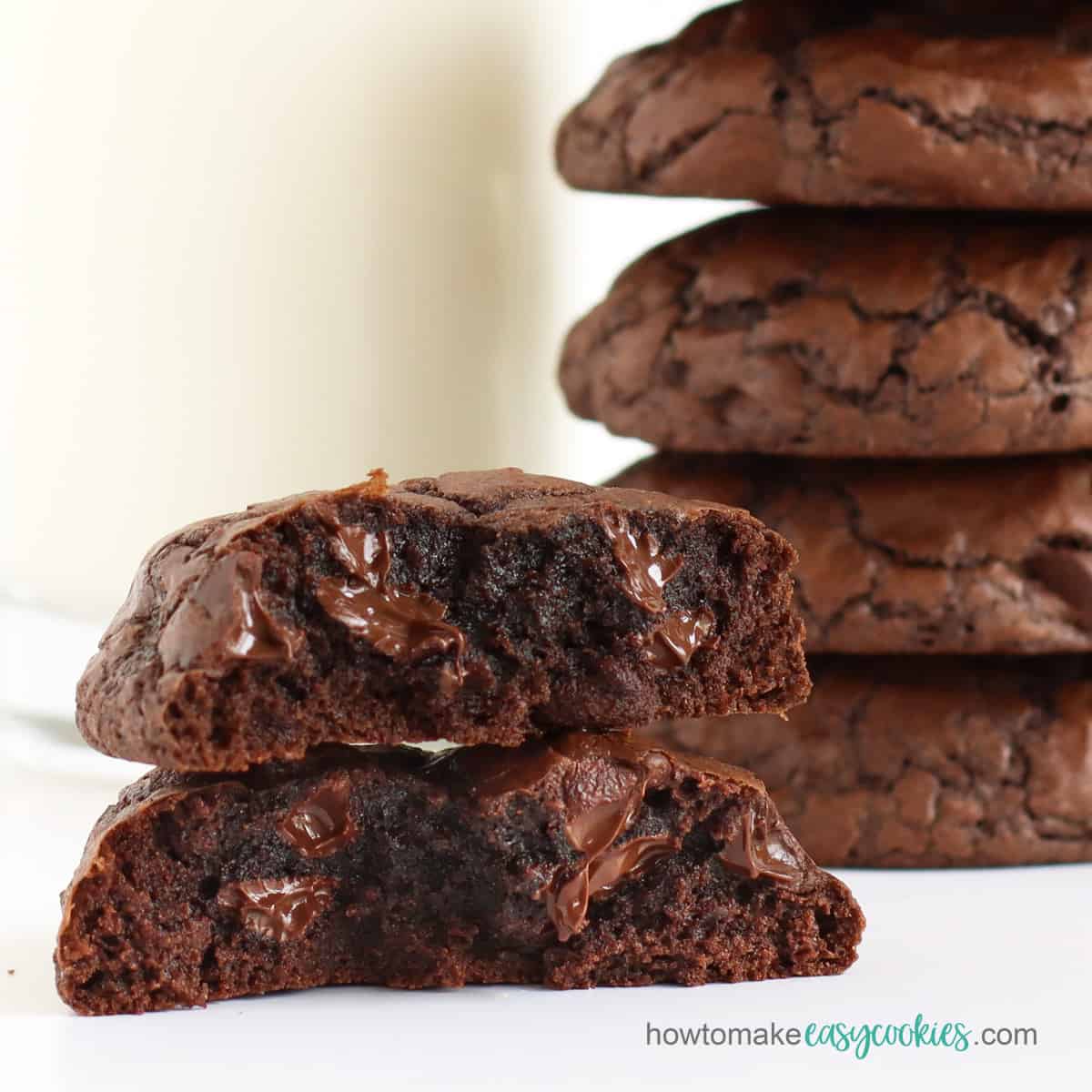 Brownie Mix Cookies with gooey chocolate chips.