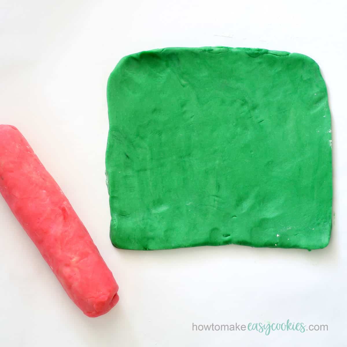 pink and green tinted cookie dough